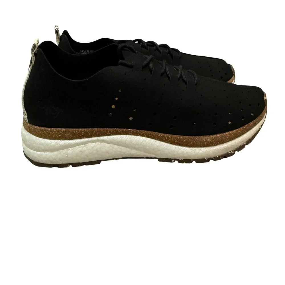 OTBT Alstead Perferated Black Textile Calf Hair Cow Print Sneakers Womens 9M‎